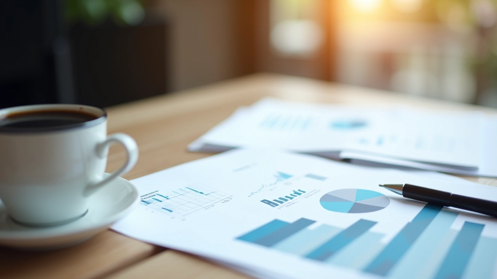 Documents commerciaux et rapports d'analyse sur un bureau avec stylos et café